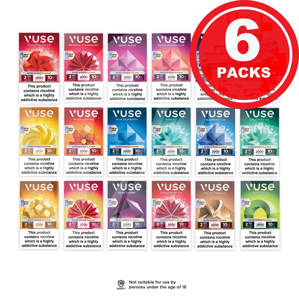 Vuse EPOD refills x 6 Packs (12 Pods).