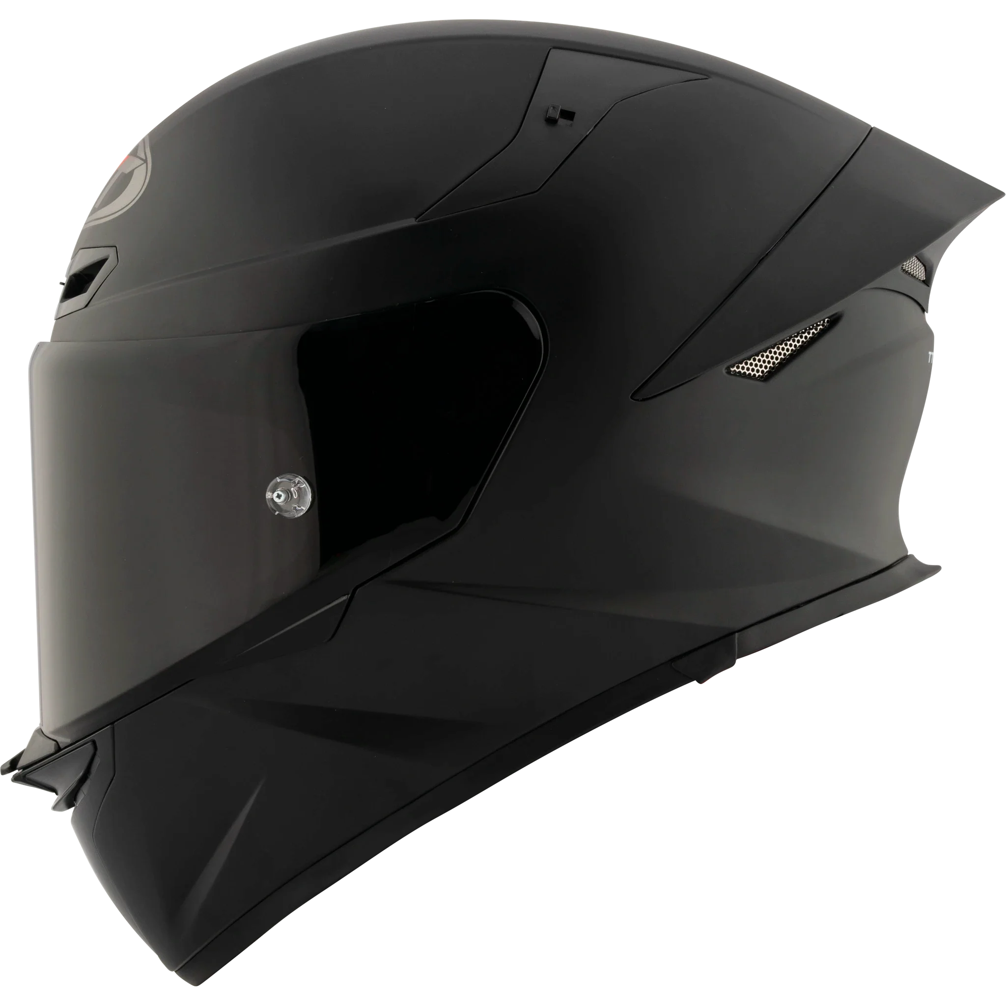 Left Side View of KYT TT-REVO motorcycle helmet in Matte Black