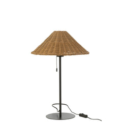 J-Line tafellamp - metaal/rotan - zwart/naturel
