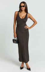 Stella Maxi Skirt - High Waisted Pencil Skirt in Chocolate