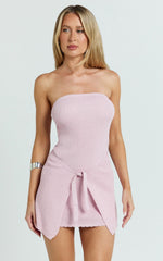 Tash Mini Dress - Strapless Skirt Wrap Dress in Pink