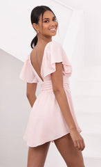 Flutter Sleeved Dress in Baby Pink