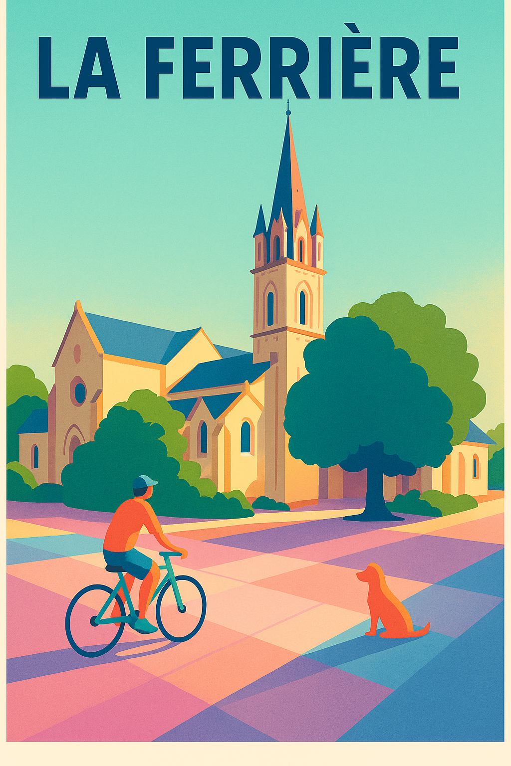 Affiche de La Ferrière - L'ambiance paisible du village à vélo