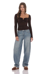 Faded Barrel Jeans in Washed Denim