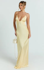Quincy Maxi Dress - Satin Slip Dress in Lemon