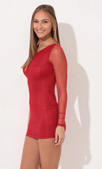 One Shoulder Cutout Dress in Red