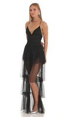 Mesh Maxi Dress in Black
