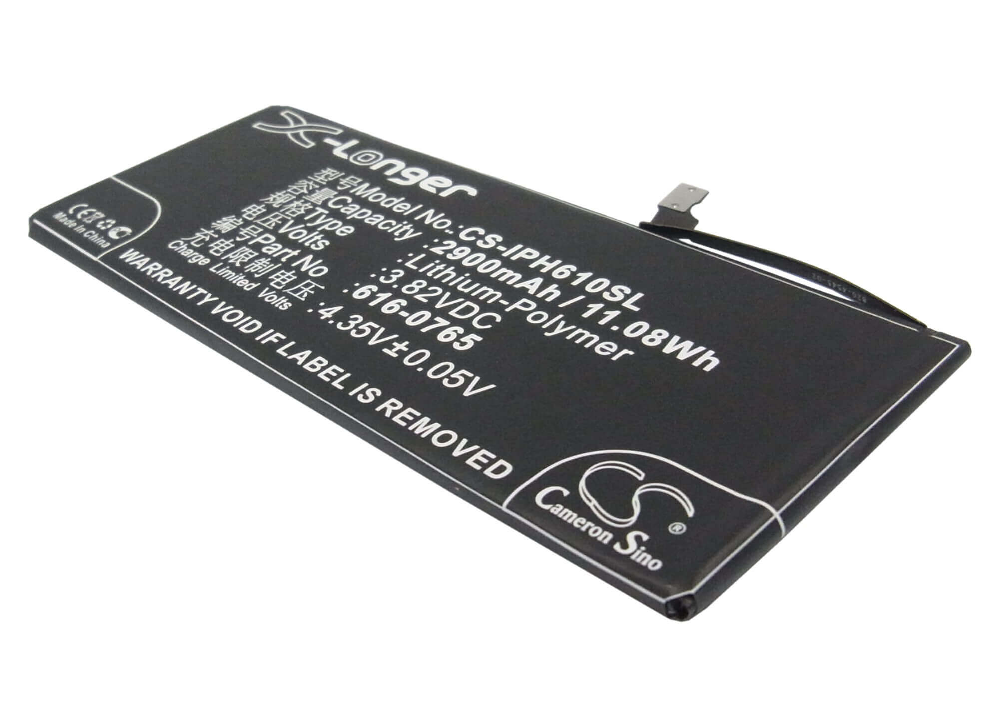3.82V, Li-Polymer, 2900mAh, SmartPhone battery fits Apple, 616-0765, A1522, A1524, 11.08Wh Mobile, SmartPhone Cameron Sino Technology Limited (Smartphone)