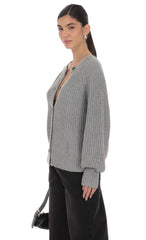 Braid Cable Knit Cardigan in Gray