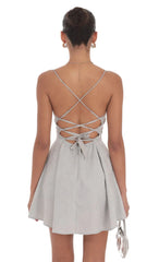 Rhinestone Jacquard A-line Dress in Grey