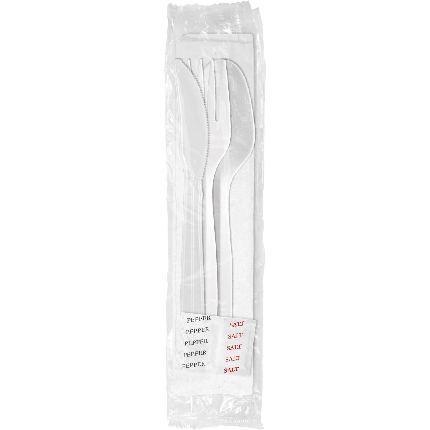 Berk BS1239S/P Medium Weight White Knife/Fork/Teaspoon/Napkin/Salt/Pepper Polypropylene Kit 250/Case