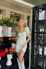 Drew Puff Sleeve Corset Linen Mini Dress