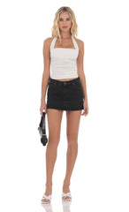 Low Rise Denim Mini Skirt in Black
