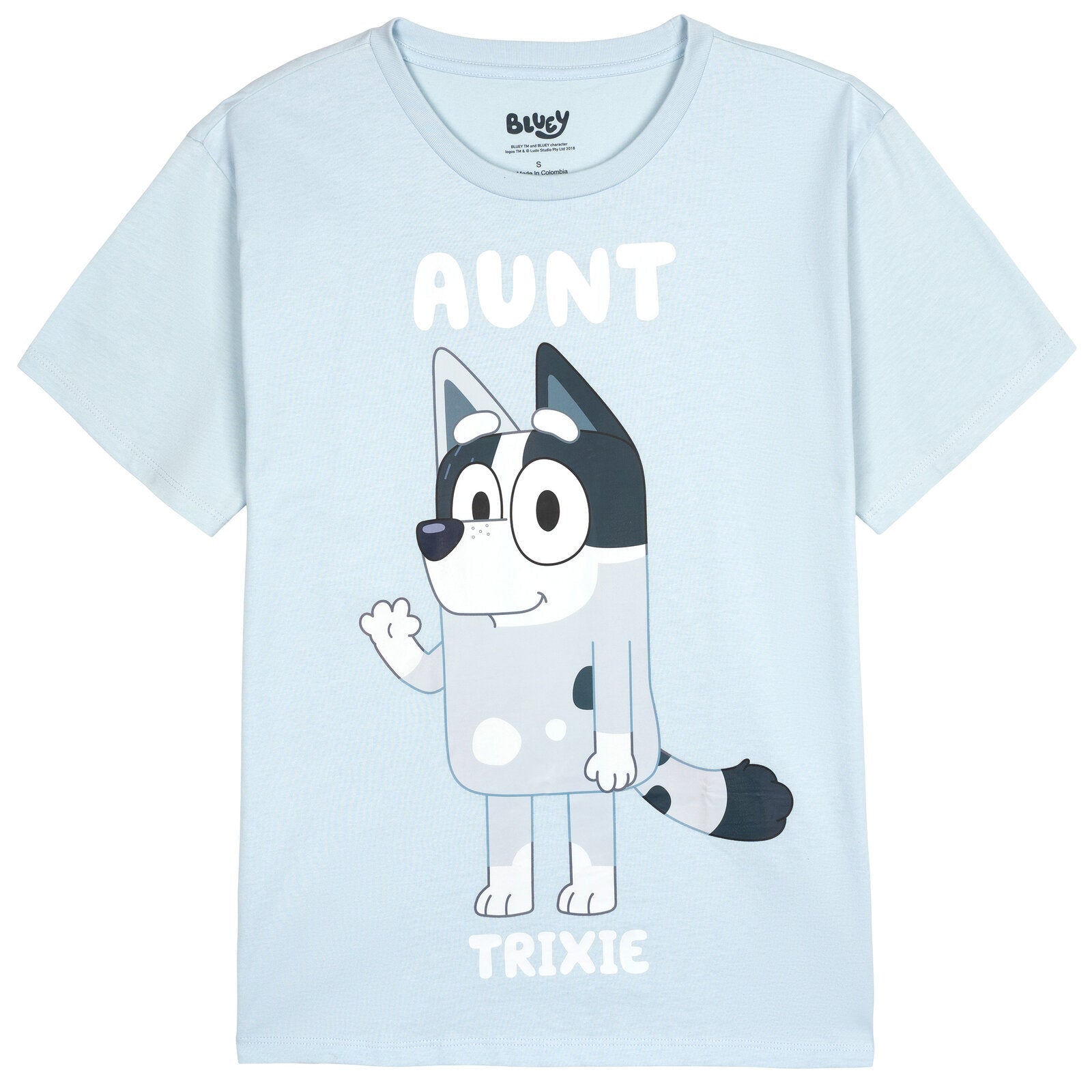 Bluey Aunt Trixie Women's Short Sleeve T-Shirt Blue Grey