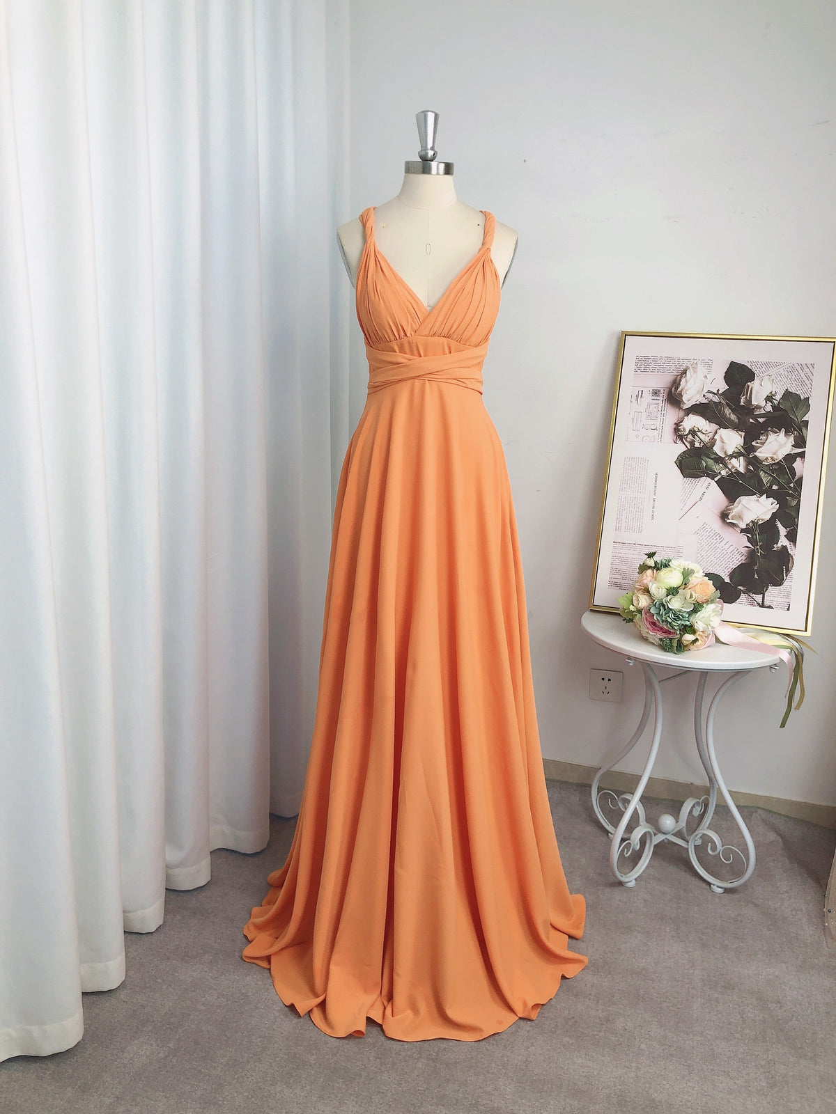 Classic Ruched V-Neck Jersey Sleeveless Bridesmaid Dresses-Ballbella