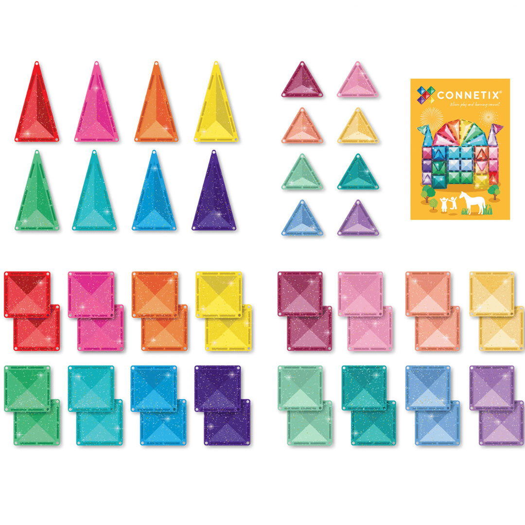 connetix magnetische tegels glitter castle 48st | CT-G-00048-GP | 5