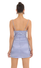 Satin Wrap Dress in Baby Blue