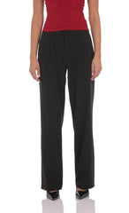 Pleated Straight Pants in Black