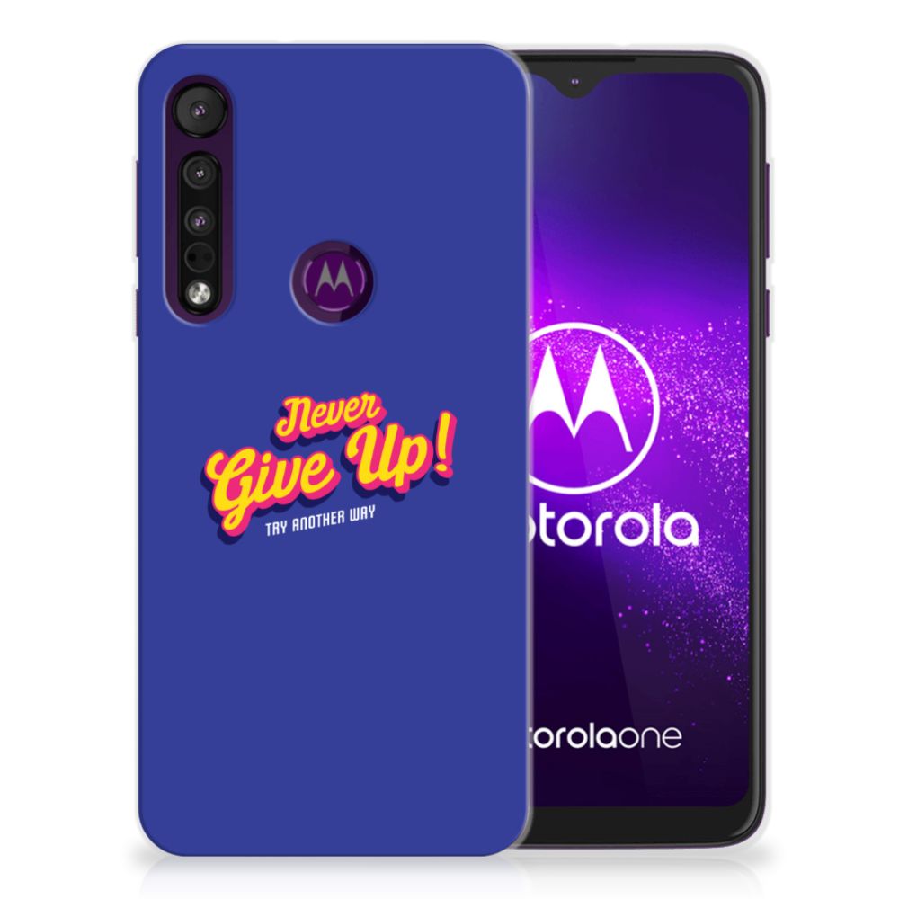 Motorola One Macro Siliconen hoesje met naam Never Give Up B2C Telecom