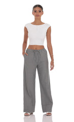 Pinstripe Straight Leg Pants in Grey