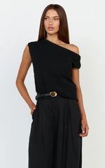Marilou Top - Knit Off Shoulder Top in Black