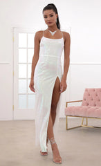 Sequin Luxe Maxi in Iridescent White