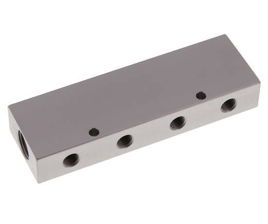 2xG 3/8'' x 8xG 1/8'' Bloc de distribution en aluminium double face 16 bar