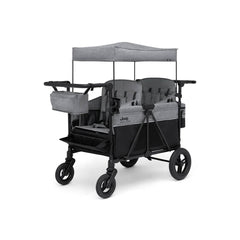Grey Jeep Wrangler Deluxe 4 Seater Stroller Wagon with Canopy - Side View | Bambi Baby