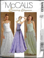 Mccall's M4833 Evening Elegance Lace up Corset Top and Skirt Dress Sewing  Pattern UNCUT Size 14, 16, 18, 20