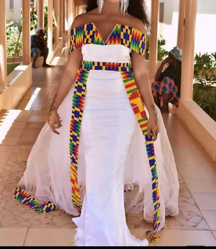 African Print Wedding Dress, Elegant Bridal Attire