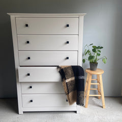 SOLD • Modern Solid Wood, Tall, White Dresser