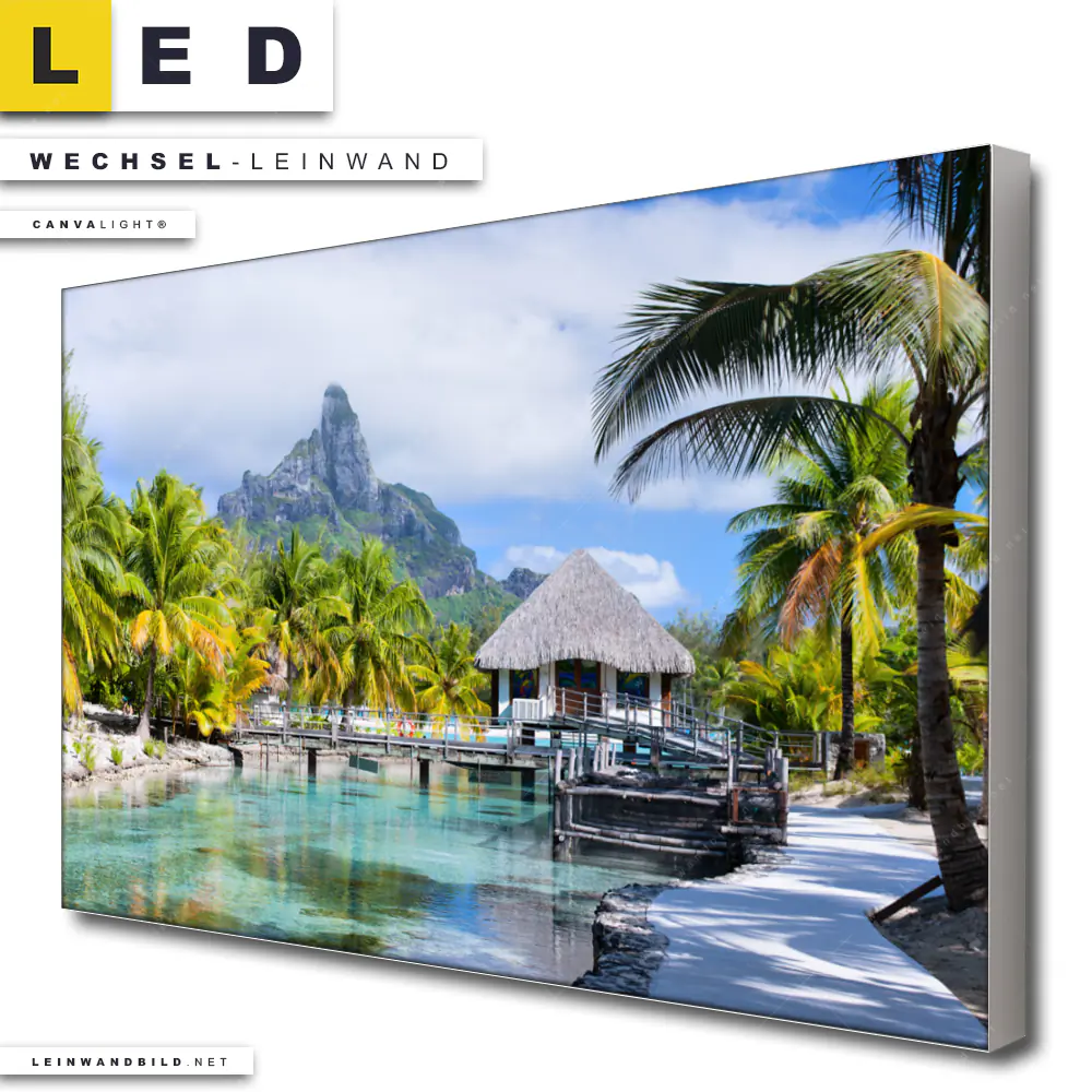 Led Wechsel Leinwand Palmen Berg Auf Insel Querformat Produktvorschau