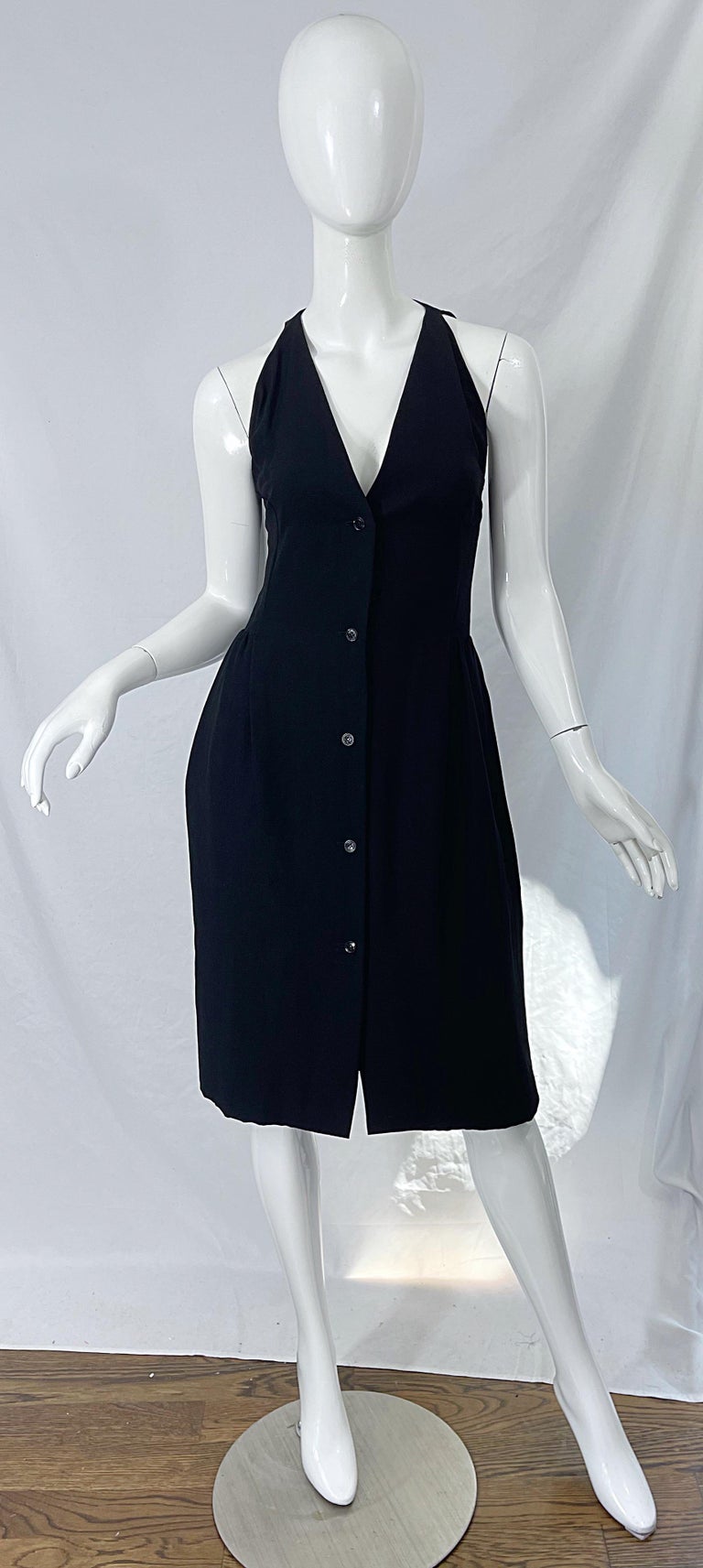 1970s Halston Silk Rayon Sleeveless Chic Vintage 70s Little Black Dress For  Sale at 1stDibs