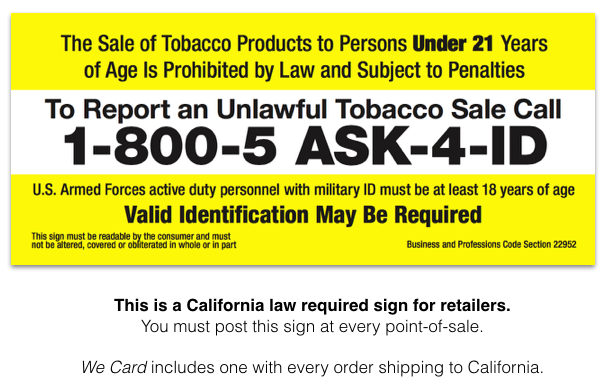 California Penal Code § 308: Legal Tobacco Retail Age Changed to from 18 to  21 Years Old in California – foundations of law and society