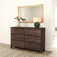 Rustic 6-Drawer Wide Dresser Dresser Plank+Beam Barnwood Brown