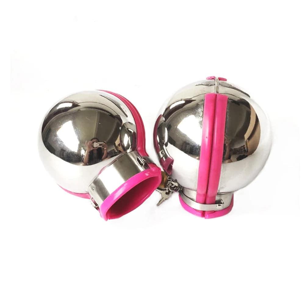 Stainless Steel Bondage Ball Helmet Restraint | Lockable Hood with Handcuffs & Chains | BDSM Slave Hood for Men & Women - Passion Pulse Adult