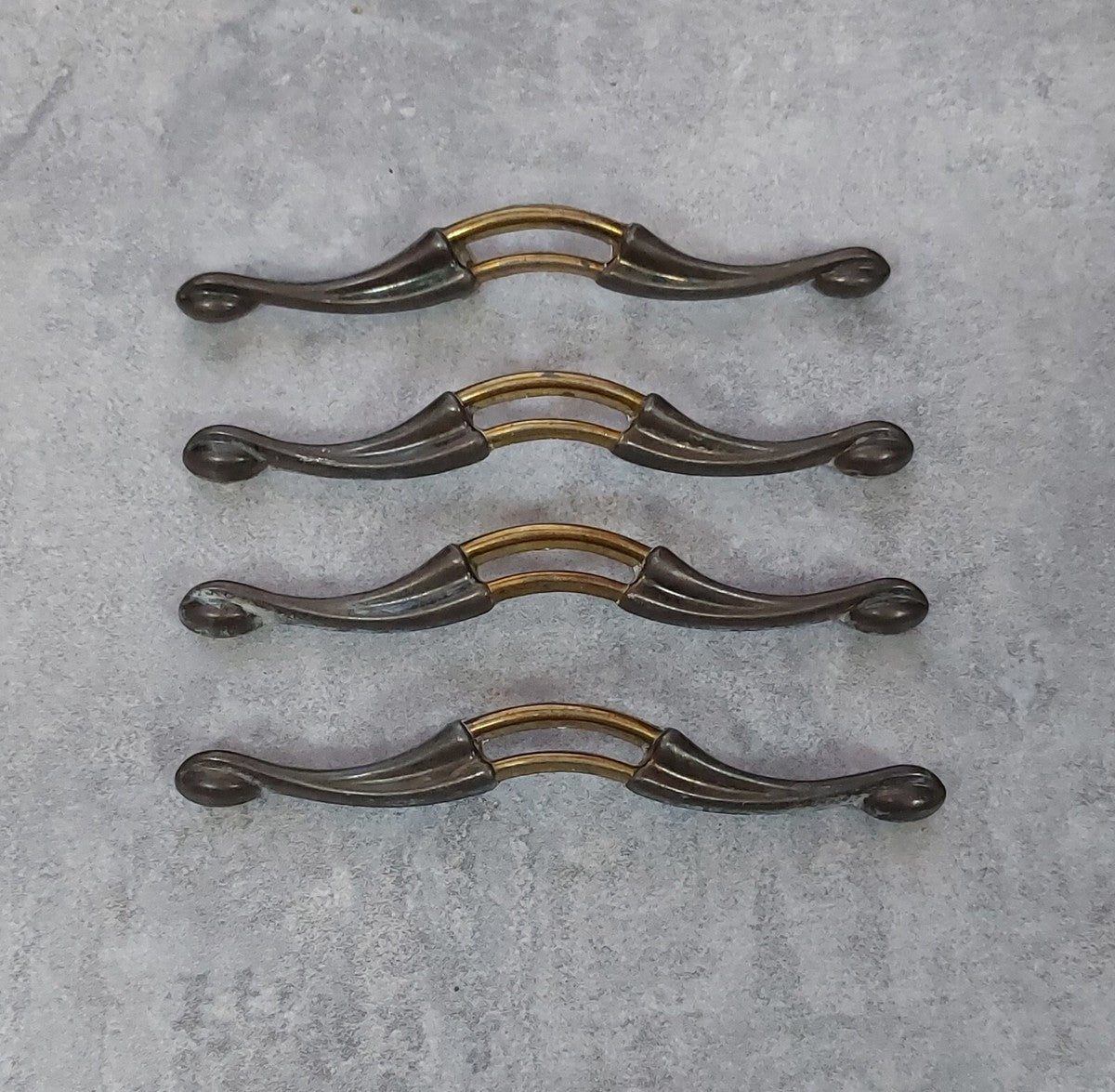 Mid Century Modern Drawer Pulls 5 1/2" Bore Gray Gold Lot Of 4 KBC 1098