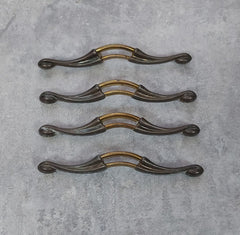 Mid Century Modern Drawer Pulls 5 1/2" Bore Gray Gold Lot Of 4 KBC 1098