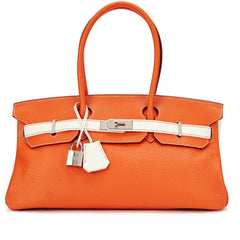 Orange H and White Clemence HSS JPG Shoulder Birkin 42 Palladium Hardware, 2009