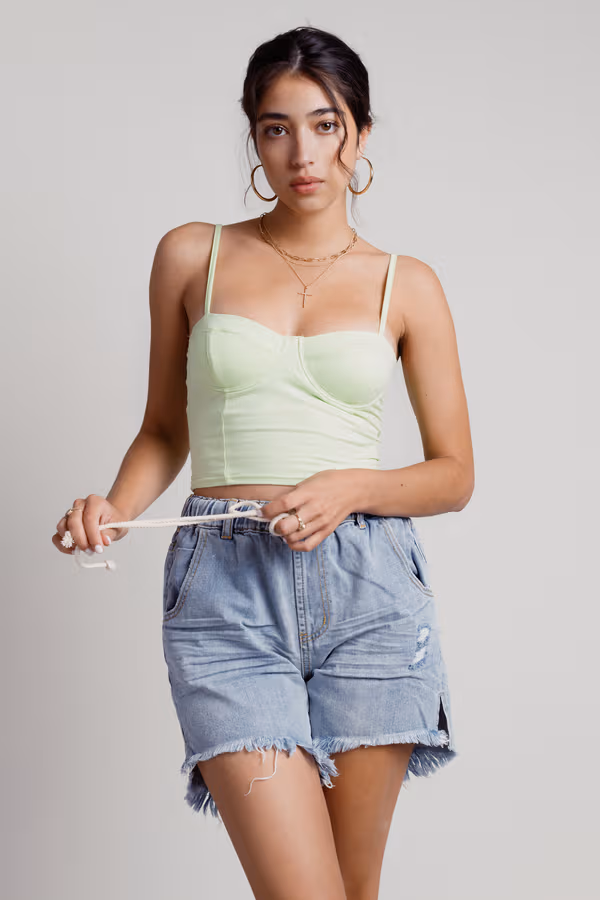 Can I Kick It Distressed Shorts - Light Wash