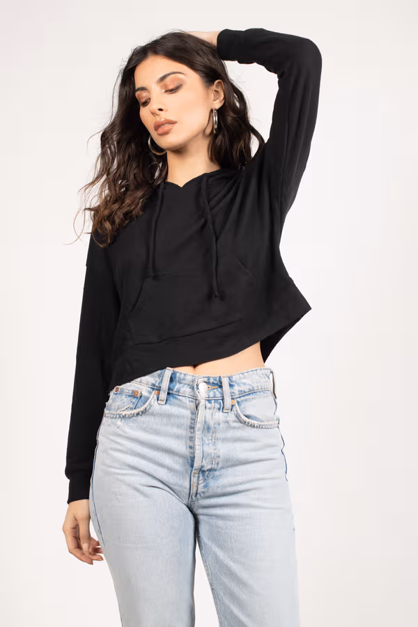 Hailey Cropped Hoodie - Black