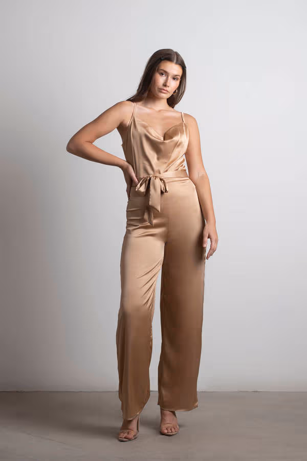 That One Time Satin Jumpsuit - Gold