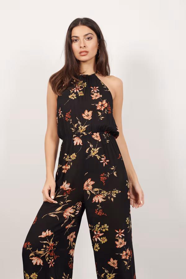 Not Your Girl Floral Jumpsuit - Black Multi