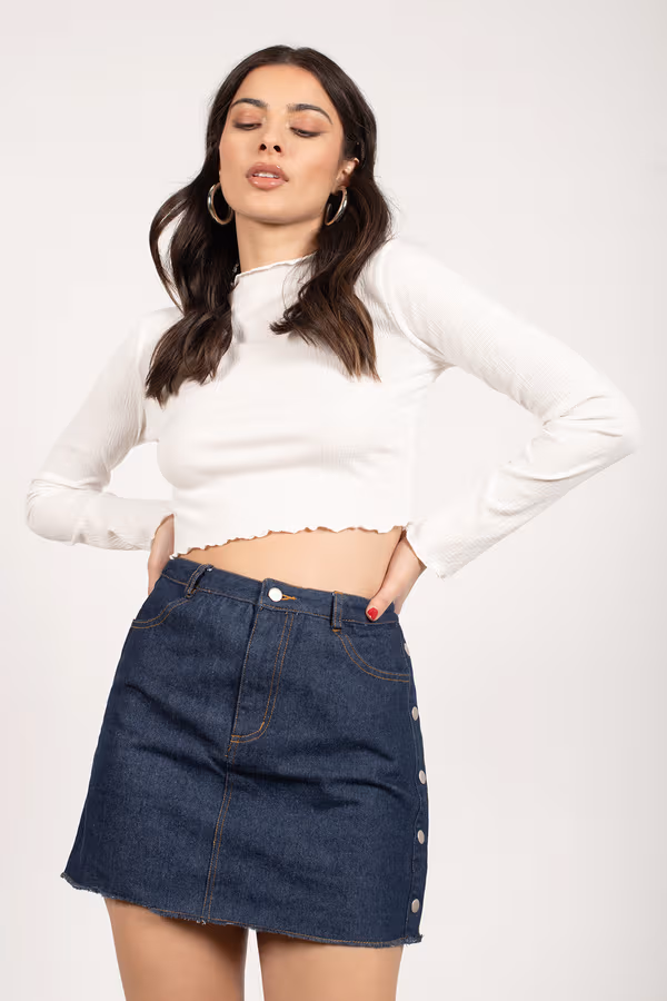 Oh Snap Denim Mini Skirt - Dark Wash