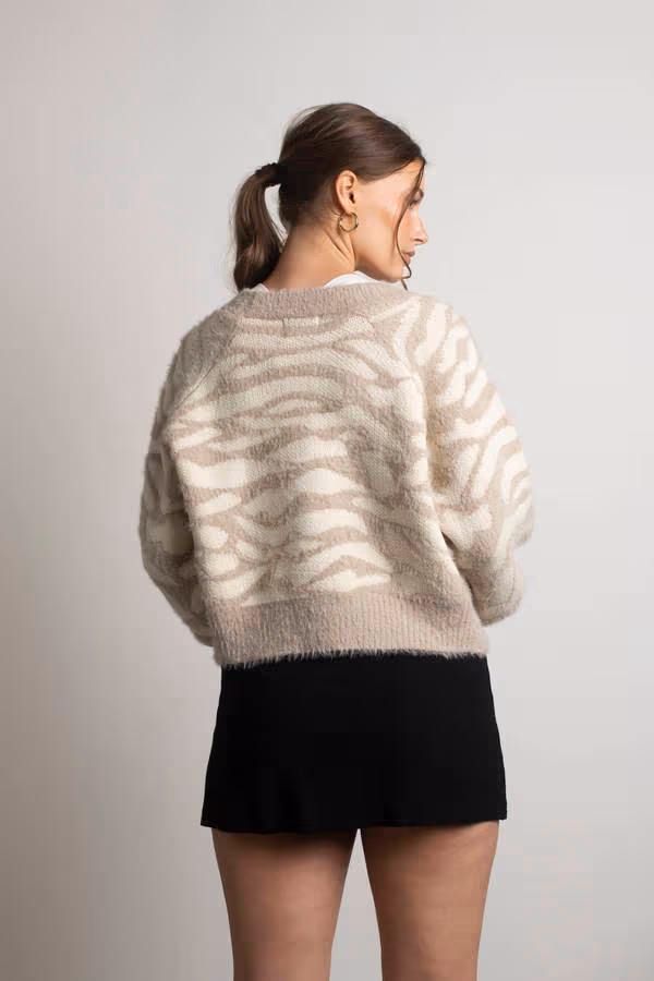 Wildlife Sweater Cardigan - Cream Taupe