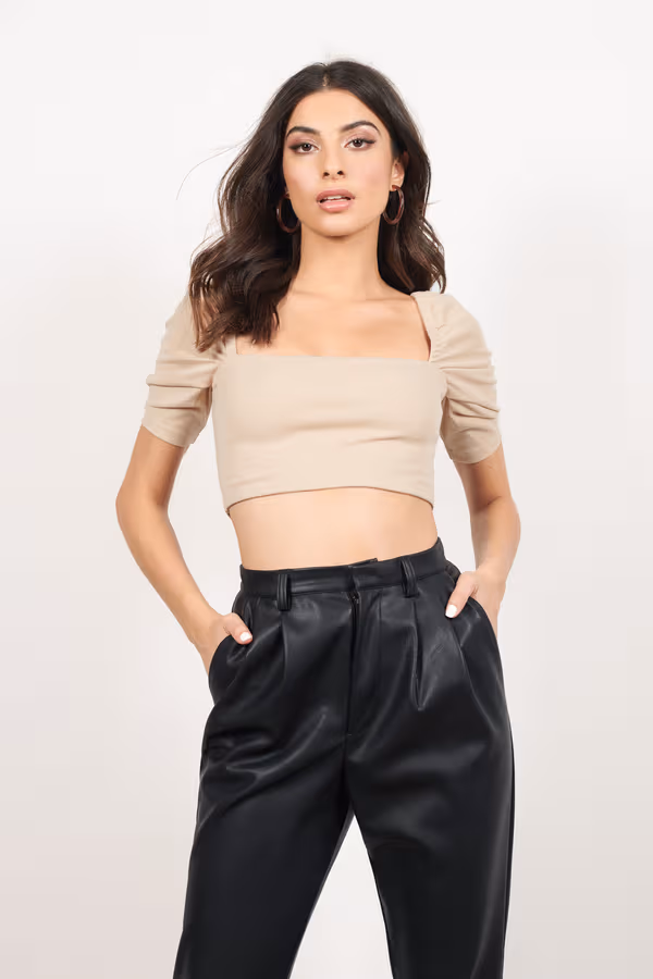 Pretty Lies Crop Top - Nude