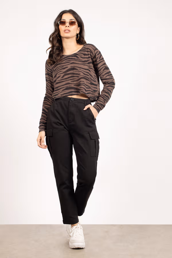 Come Thru Zebra Print Top - Brown Multi