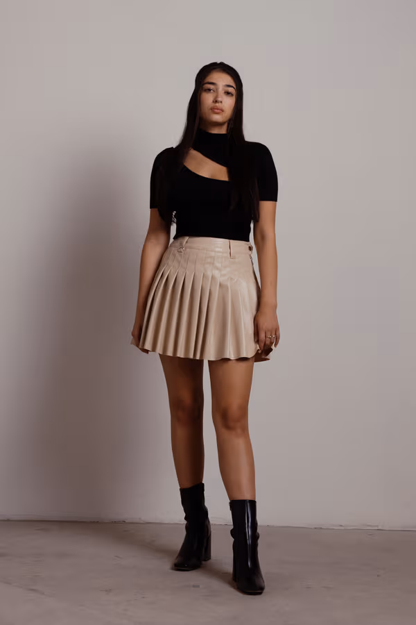 School Girl Tennis Mini Skirt - Brown