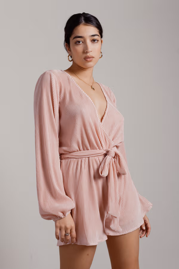 Vasha Waist Tie Romper - Blue