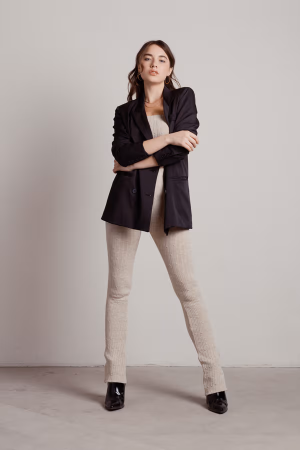 Monique Ribbed Tube Top Pants Set - Beige